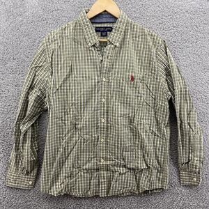 US Polo Assn Mens XL‎ Green Plaid Flannel Long Sleeve Button Front Casual Shirt
